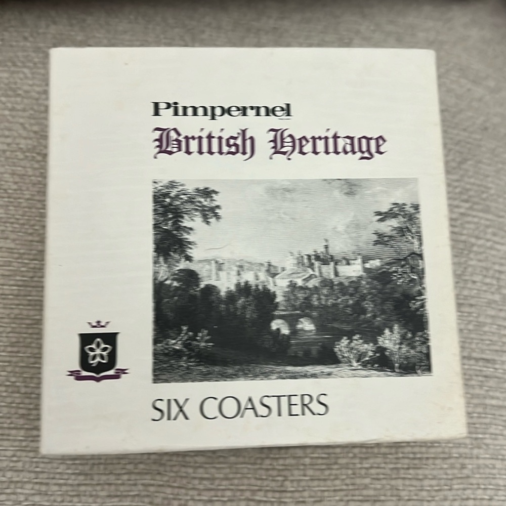 NEW Boxed Pimpernel British Heritage Coaster Set (6) | UK | Ivory, Gold Trim